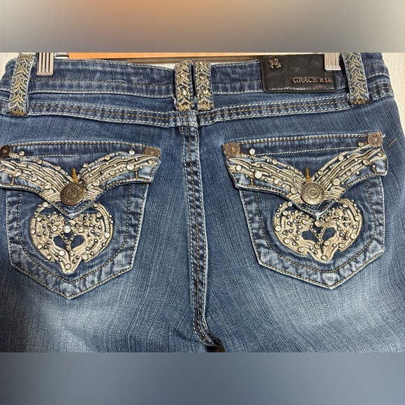 Grace in LA Dark Blue Straight Leg Jeans - Picture 5 of 8